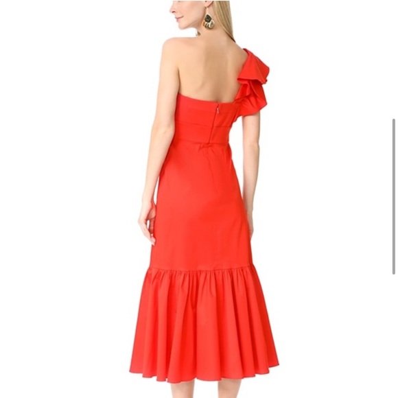 Rebecca Taylor Vibrant Red Color One Sleeve Evening Dress - Picture 4 of 7